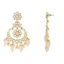 Etnico Gold Plated Traditional Kundan & Pearl Chandbali Earrings with Maang Tikka Set for Women/Girls (TE3023Pi)