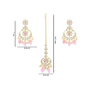 Etnico Gold Plated Traditional Kundan & Pearl Chandbali Earrings with Maang Tikka Set for Women/Girls (TE3023Pi)