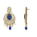 Etnico Gold Plated Traditional Pearl Hanging Kundan Stone Chandbali Earring With Maang Tikka For Women/Girls (TE3027Bl)