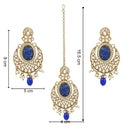 Etnico Gold Plated Traditional Pearl Hanging Kundan Stone Chandbali Earring With Maang Tikka For Women/Girls (TE3027Bl)