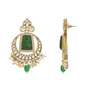 Etnico Gold Plated Traditional Pearl Hanging Kundan Stone Chandbali Earring With Maang Tikka For Women/Girls (TE3028G)