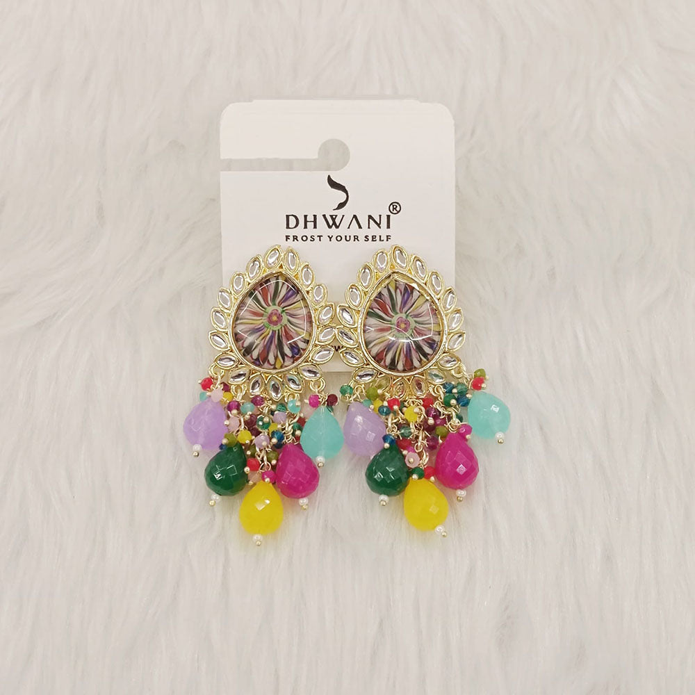 Dhwani Royal Austrian Stone Beads And Pearl Statement Dangler Earrings