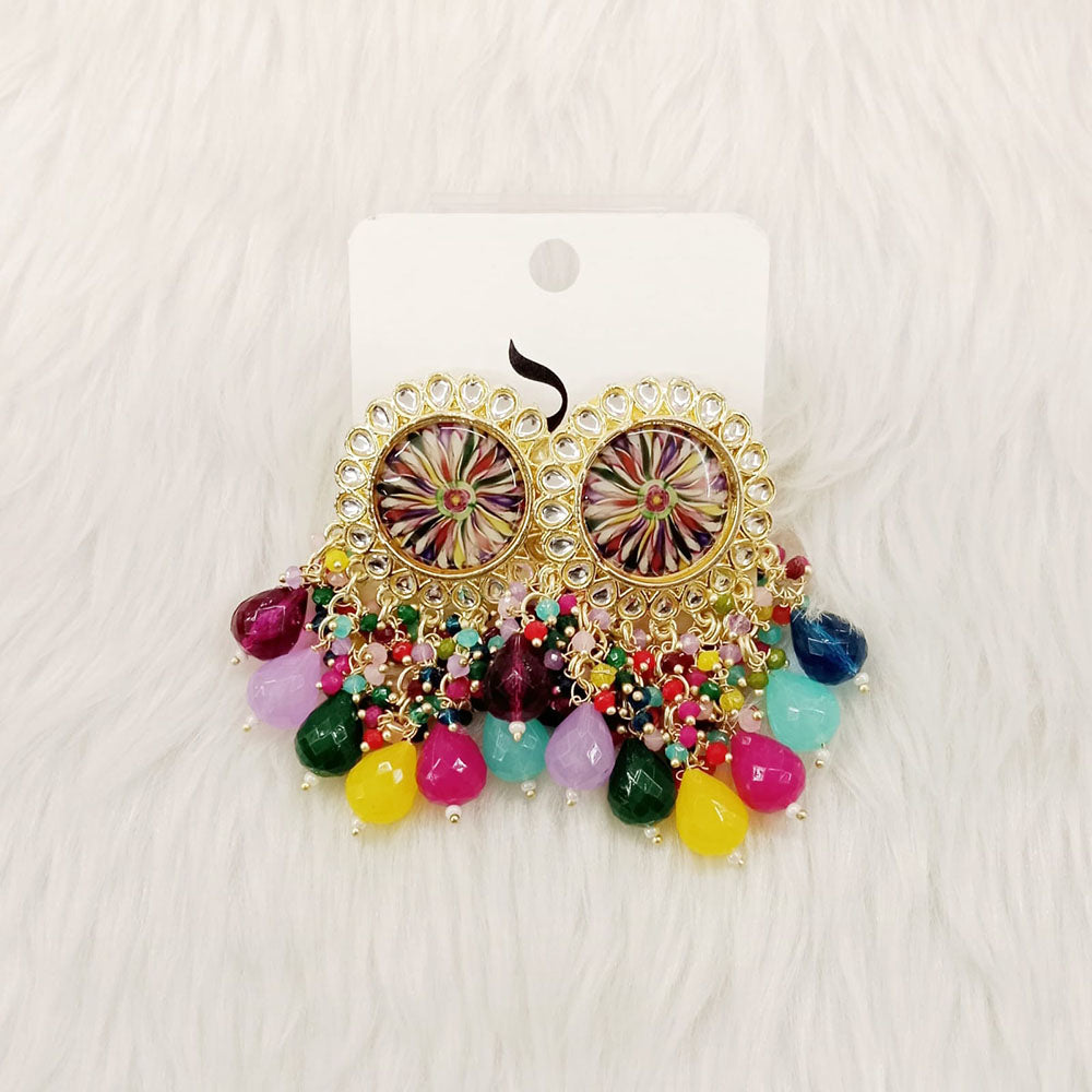 Dhwani Royal Austrian Stone Beads And Pearl Statement Dangler Earrings