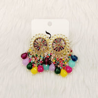 Dhwani Royal Austrian Stone Beads And Pearl Statement Dangler Earrings