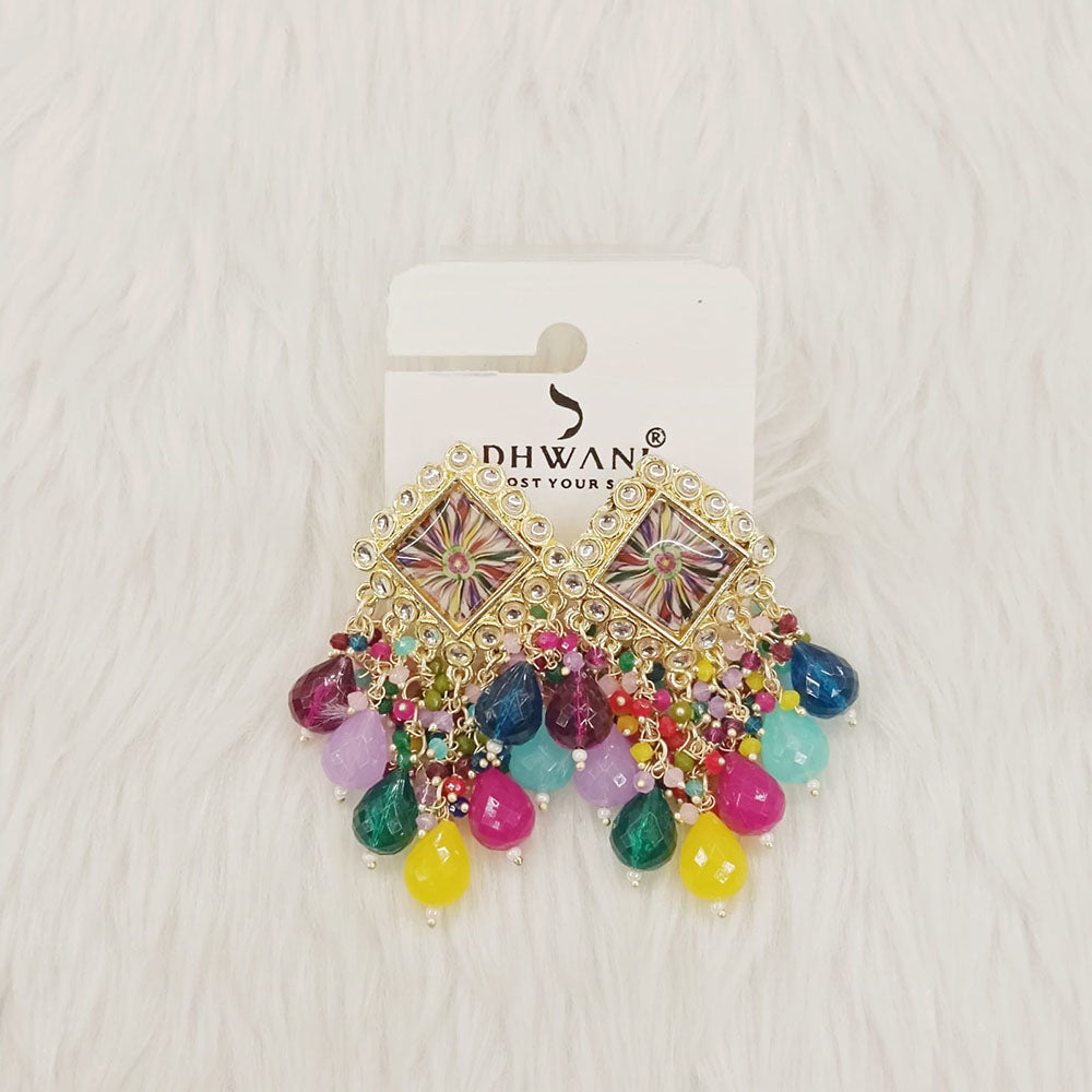 Dhwani Royal Austrian Stone Beads And Pearl Statement Dangler Earrings