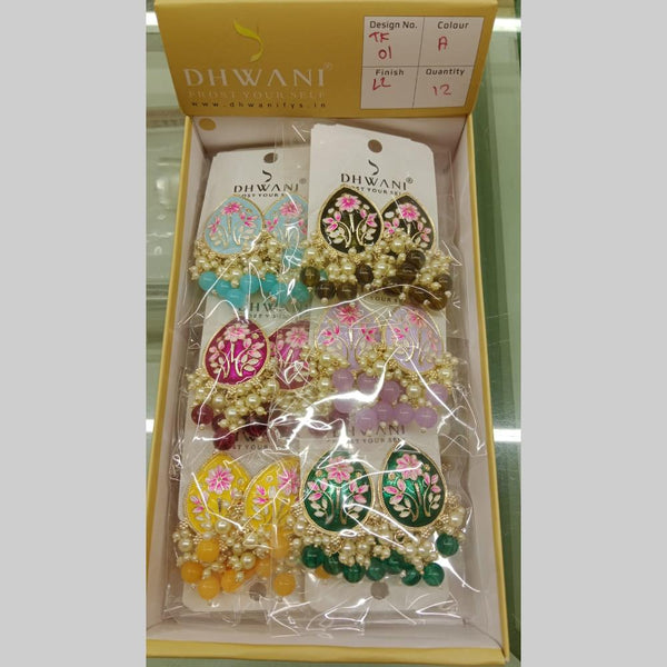 Dhwani Gold Plated Beads Meenakari Dangler Earrings  (Assorted Color)