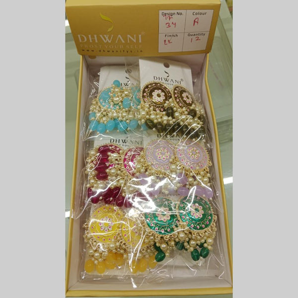 Dhwani Gold Plated Beads Meenakari Dangler Earrings  (Assorted Color)