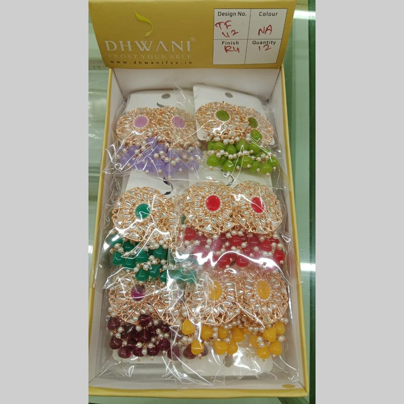 Dhwani Rose Gold Plated Kundan Stone And Beads Dangler Earrings  (Assorted Color)