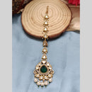 Arham Gold Plated Polki Kundan And Pearl Beads Maangtikka 