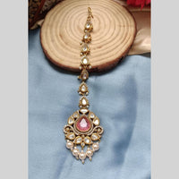Arham Gold Plated Polki Kundan And Pearl Beads Maangtikka