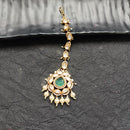 Arham Gold Plated Polki Kundan And Pearl Beads Maangtikka