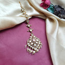 Arham Gold Plated Polki Kundan And Pearl Beads Maangtikka