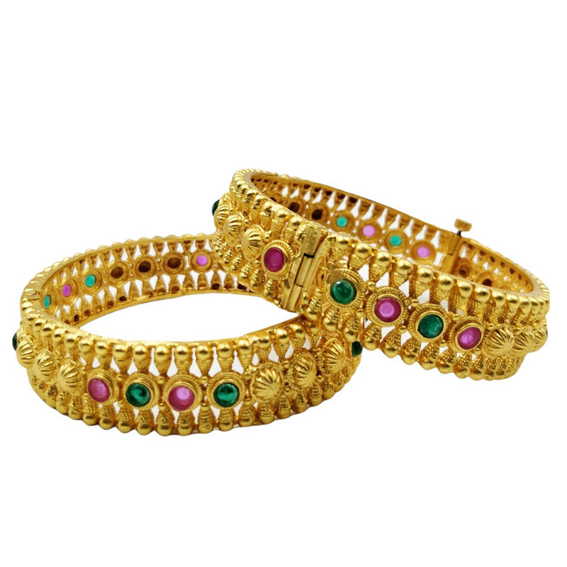 Choice Gold Plated Pota Stone Bangles Set