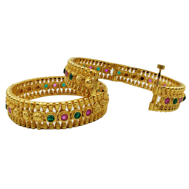 Choice Gold Plated Pota Stone Bangles Set