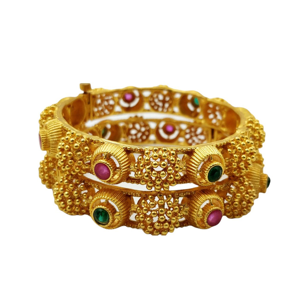 Choice Gold Plated Pota Stone Bangles Set