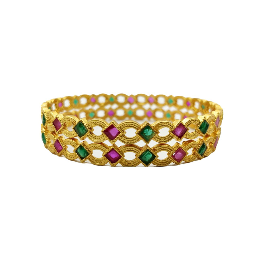 Choice Gold Plated Pota Stone Bangles Set