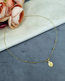 LAFZ  Invisible Wire Lakshmi Coin Pendant Necklace with Gold Bead Accents - TM599