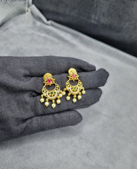 LAFZ Multi-Stone AD Crescent Dangles with Pearls