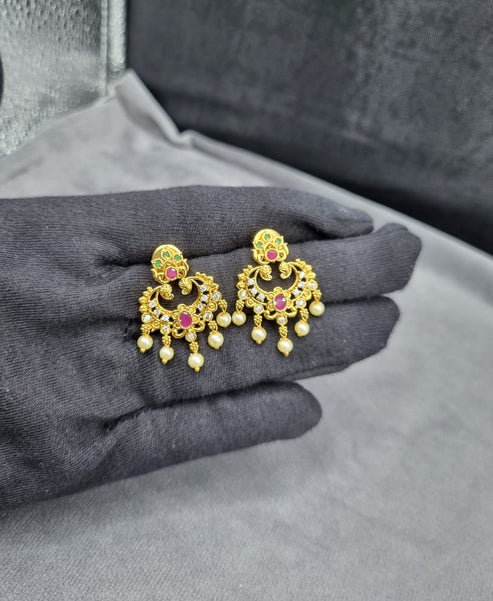 LAFZ Temple Pearls Drops  Dangles Earrings