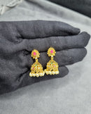 LAFZ Sparkling Multi-Stone AD Temple Jhumkas