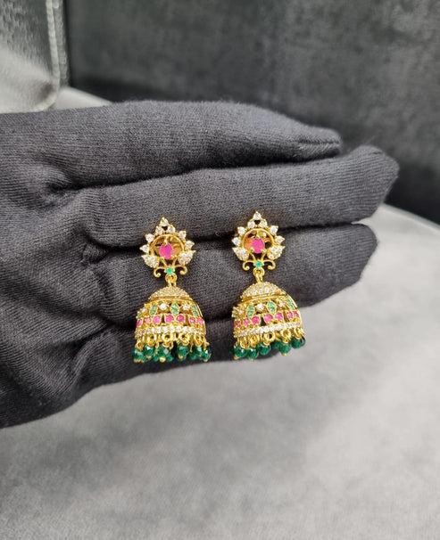 LAFZ Heritage Emerald Temple Jhumkas