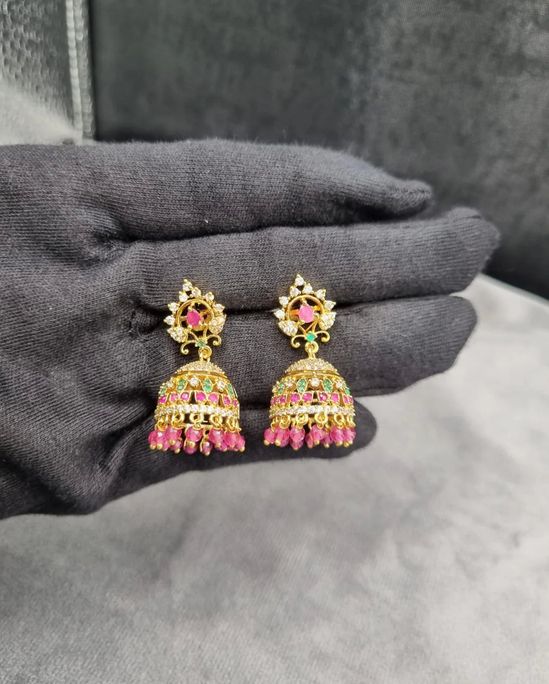 LAFZ Heritage Emerald Temple Jhumkas