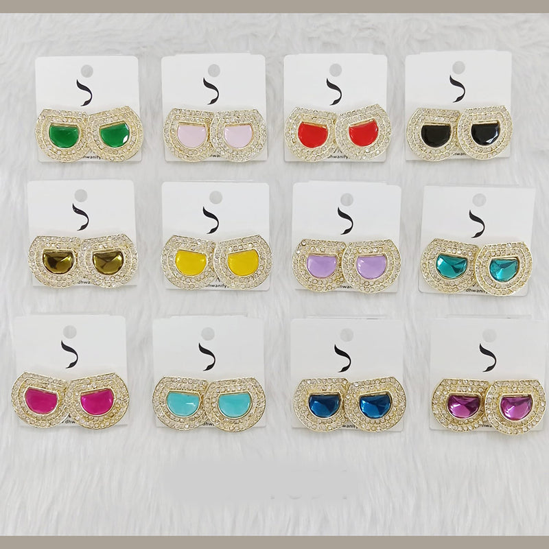 Dhwani Gold Plated Austrian Stone Studs Earrings (Assorted Color)