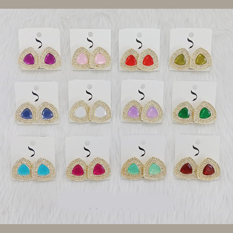 Dhwani Gold Plated Austrian Stone Studs Earrings (Assorted Color)