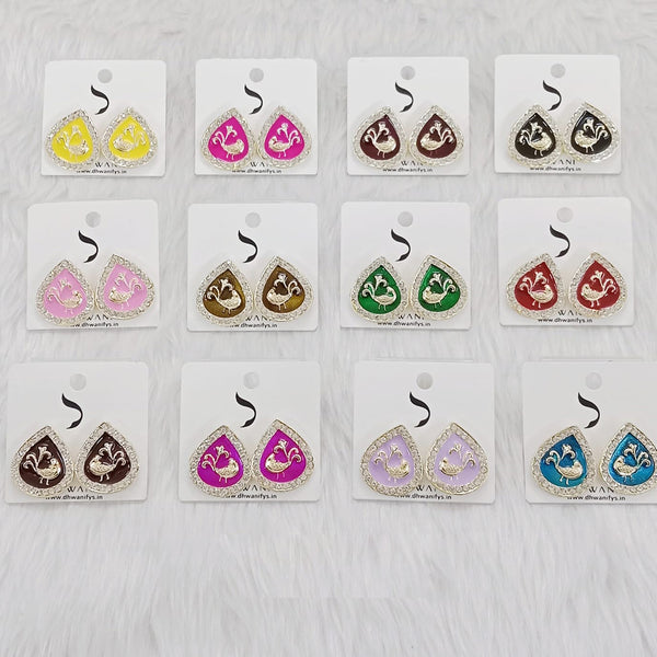 Dhwani Austrian Stone And Meenakari Studs Earrings (Assorted Color)