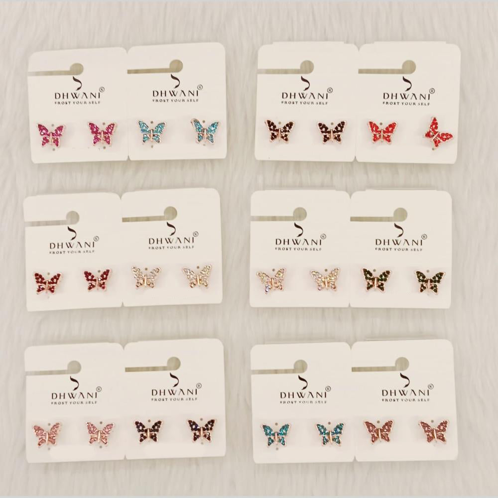 Dhwani Minimal Austrian Stone Butterfly Shape Stud Earrings 