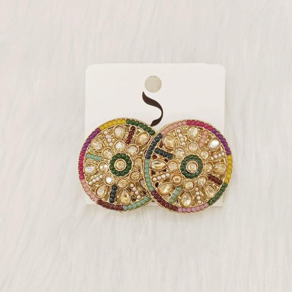 Dhwani Gold Plated Crystal And Pearl Studs Earrings