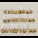Dhwani Minimal Austrian Stone And Pota Stone Stud Earrings ( Set Of 12)
