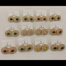 Dhwani Minimal Austrian Stone And Pota Stone Stud Earrings ( Set Of 12)