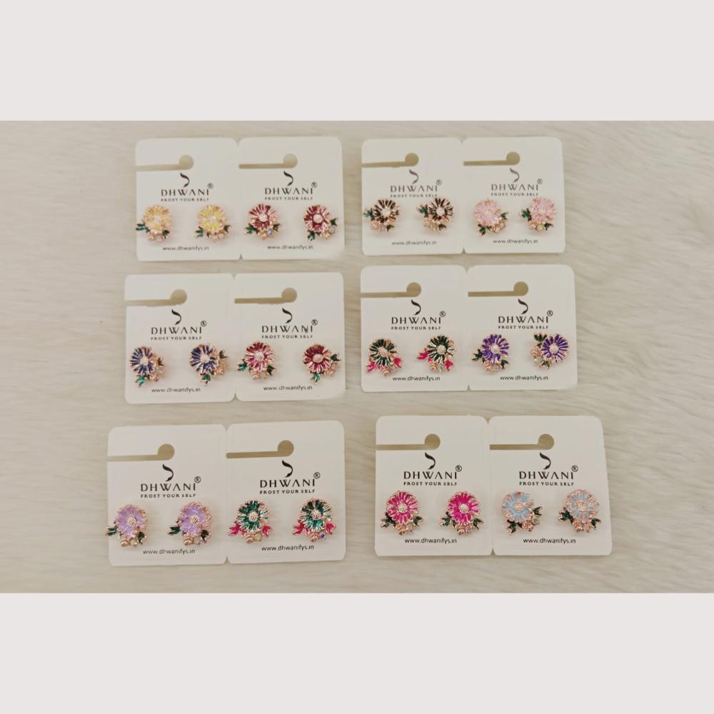 Dhwani Minimalist Flower Style Meenakari Studs Earrings