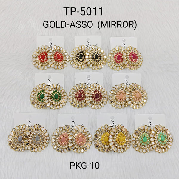 Dhwani Gold Plated Stud Mirror Earrings (Assorted Color)
