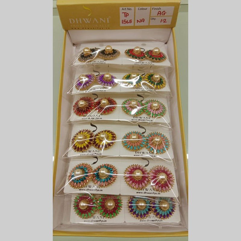 Dhwani Gold Plated Crystal Stone Studs Earrings (Assorted Color)