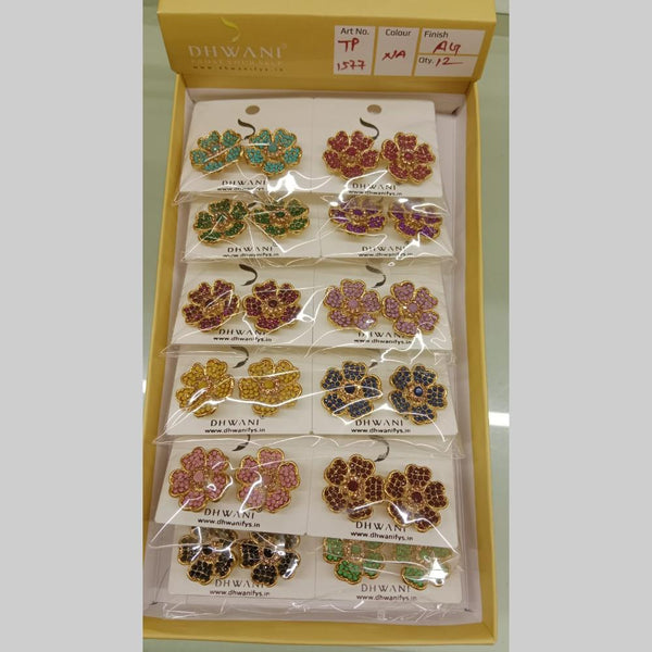 Dhwani Gold Plated Austrian Stone Studs Earrings (Assorted Color)