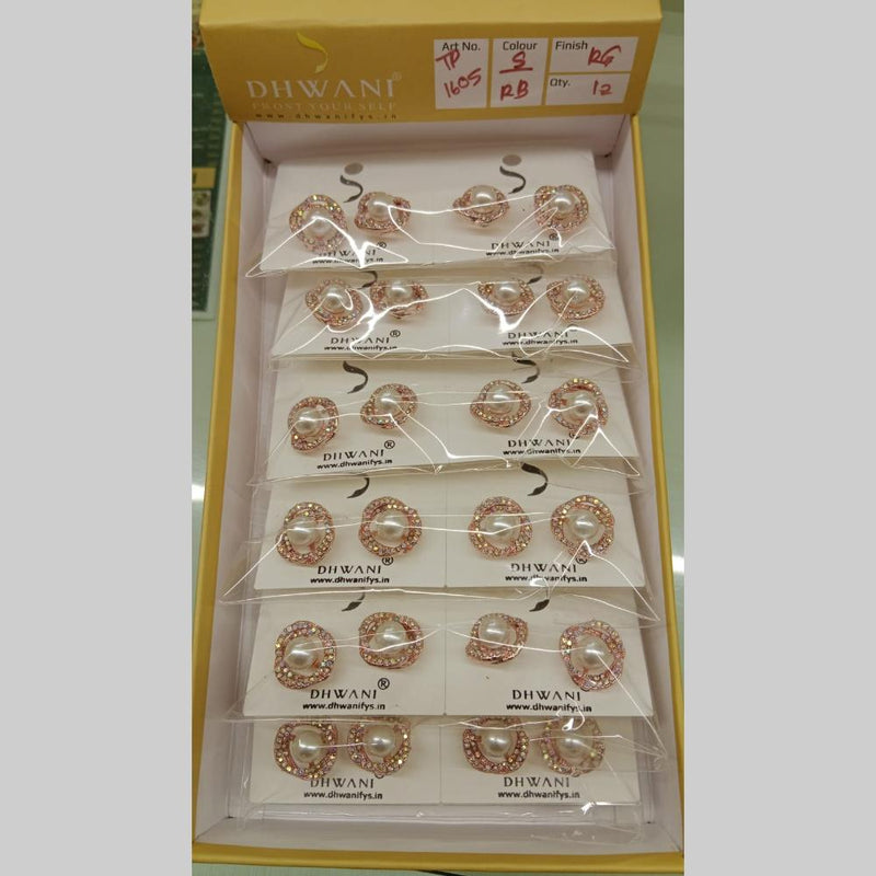 Dhwani Rose Gold Plated Austrian Stone Studs Earrings