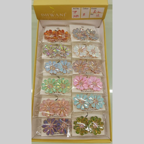 Dhwani Rose Gold Plated Crystal Stone Studs Earrings (Assorted Color)