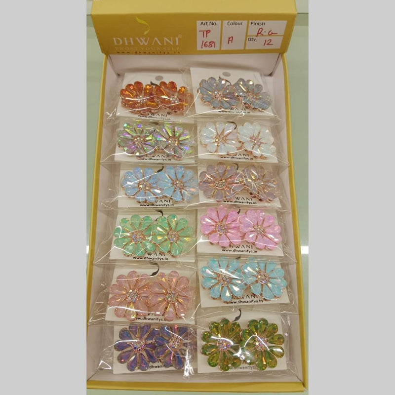 Dhwani Rose Gold Plated Crystal Stone Studs Earrings (Assorted Color)