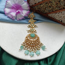 Arham Gold Plated Polki Kundan And Pearl Beads Maangtikka