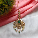Arham Gold Plated Polki Kundan And Pearl Beads Maangtikka