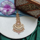 Arham Gold Plated Polki Kundan And Meenakari Pearl Beads Maangtikka