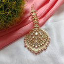 Arham Gold Plated Polki Kundan And Pearl Beads Maangtikka