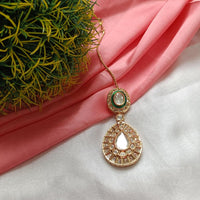 Arham Gold Plated Polki Kundan And Meenakari Maangtikka 