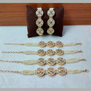 JewelTreeTz Gold Plated Uncut Polki Kundan Stone Bracelet