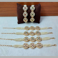 JewelTreeTz Gold Plated Uncut Polki Kundan Stone Bracelet