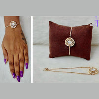 JewelTreeTz Gold Plated Uncut Polki Kundan Stone Bracelet