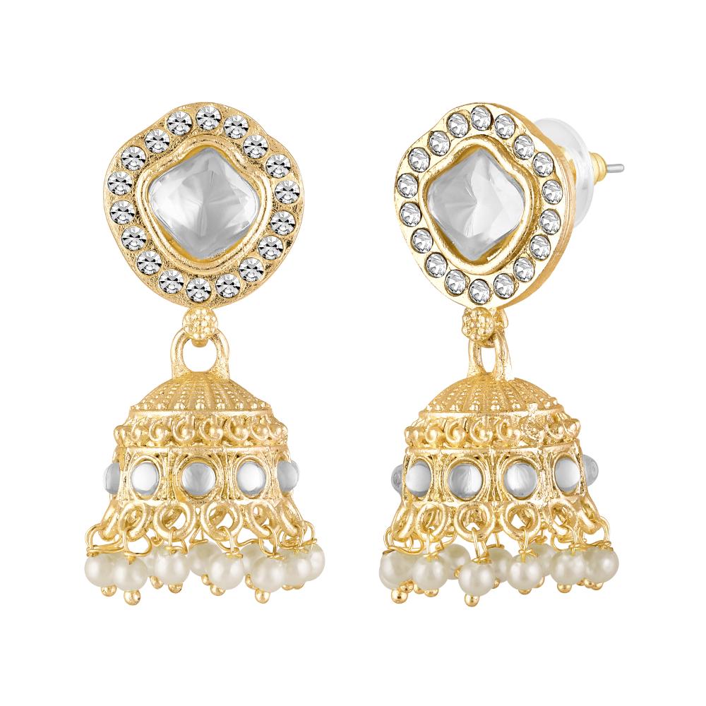Mahi Traditional Necklace Set Adjustale Finger Ring with White Kundan & Moti for Women (VNCJ4004)