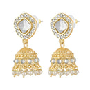Mahi Traditional Necklace Set Adjustale Finger Ring with White Kundan & Moti for Women (VNCJ4004)